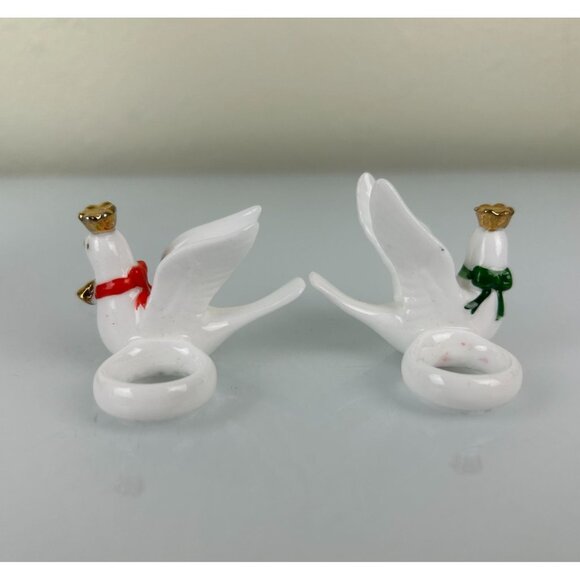 Napcoware Dove Taper Candle Huggers Christmas Holiday Decor Ceramic Taiwan VTG - Picture 10 of 16